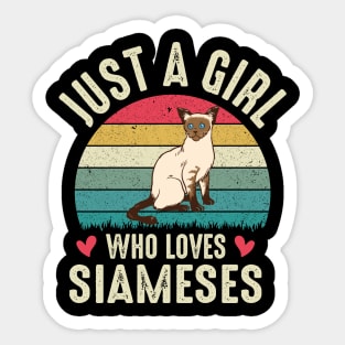 Just a Girl Who Loves Siameses Perfect Siamese Cat Lover Gift For Girl Sticker